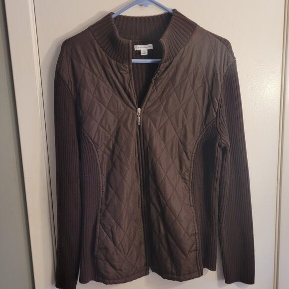 Croft & Barrow Chocolate Brown Coatigan Jacket Womens Medium Neutral Cozycore - Picture 11 of 12